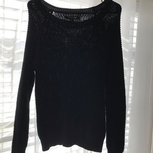 black knit sweater.